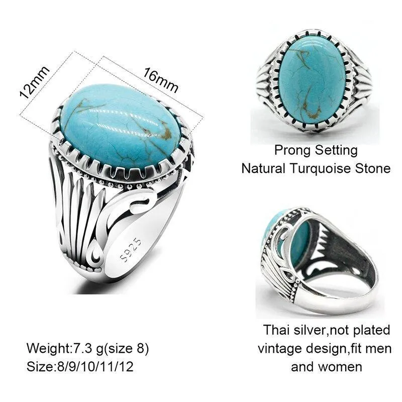 Natural Turquoise Stone Silver Vintage Ring