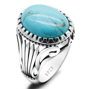 Natural Turquoise Stone Silver Vintage Ring