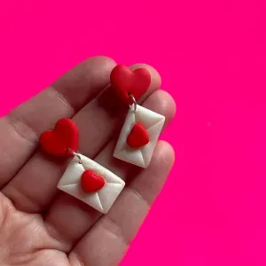 Neon Leopard Design-Love Envelope Earrings
