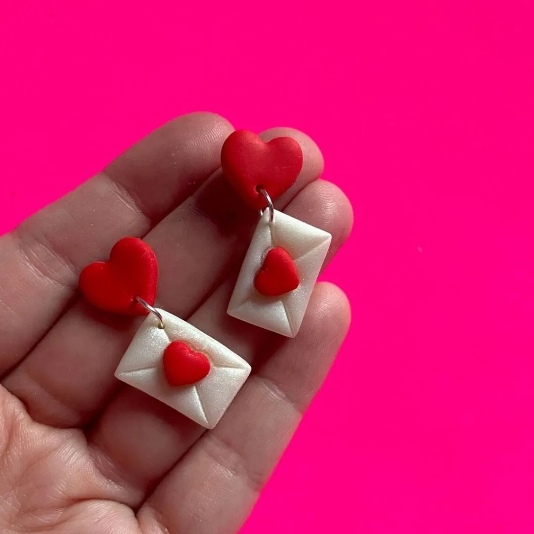 Neon Leopard Design-Love Envelope Earrings