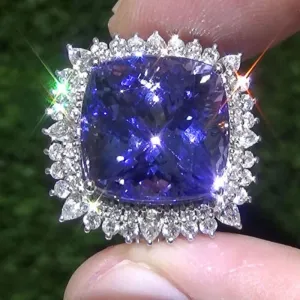 New Arrival Luxury Purple Color Cushion Cut Large AAA  Quality CZ Diamonds Fashion Rings
