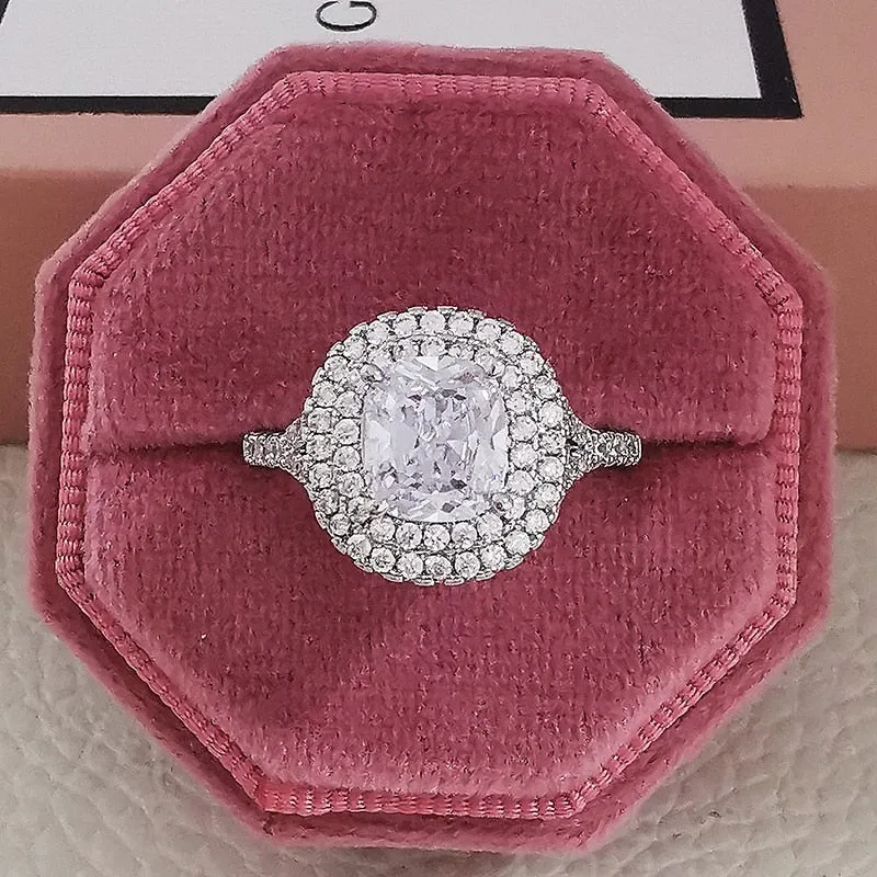 New Arrivals Stunning Pink Yellow Cushion Cut AAA  Quality CZ Diamonds Luxury Rings