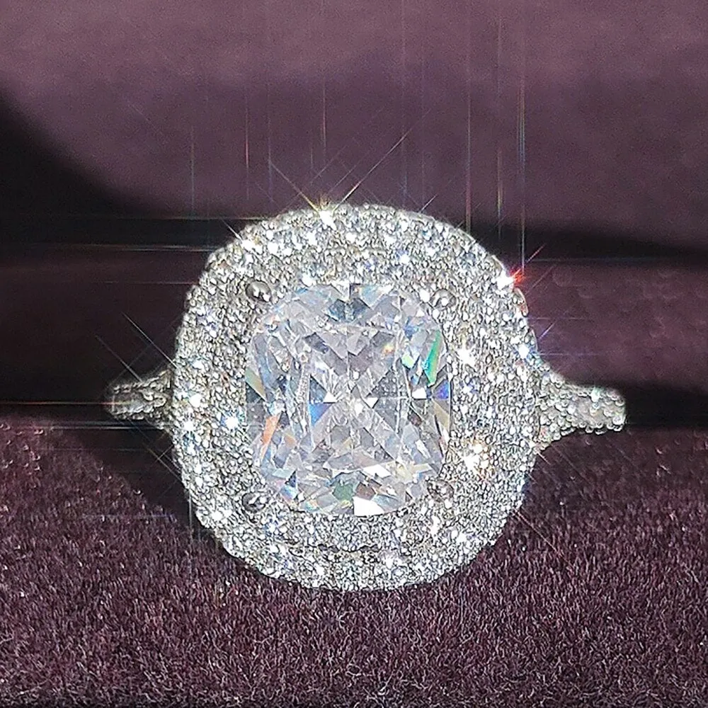 New Arrivals Stunning Pink Yellow Cushion Cut AAA  Quality CZ Diamonds Luxury Rings
