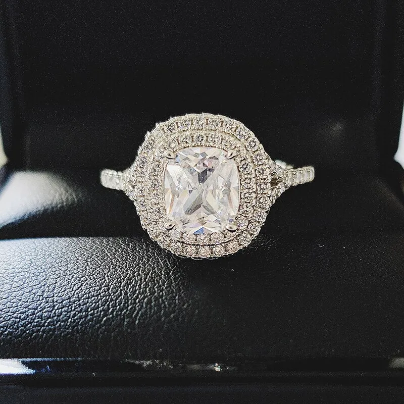 New Arrivals Stunning Pink Yellow Cushion Cut AAA  Quality CZ Diamonds Luxury Rings