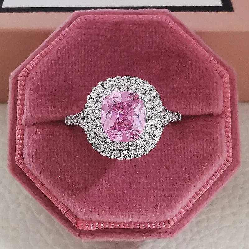 New Arrivals Stunning Pink Yellow Cushion Cut AAA  Quality CZ Diamonds Luxury Rings