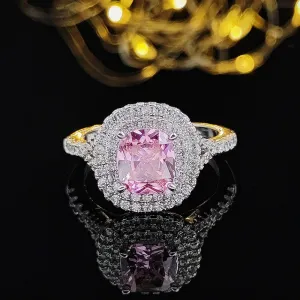 New Arrivals Stunning Pink Yellow Cushion Cut AAA  Quality CZ Diamonds Luxury Rings