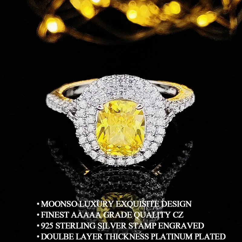 New Arrivals Stunning Pink Yellow Cushion Cut AAA  Quality CZ Diamonds Luxury Rings