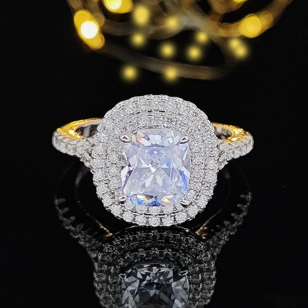 New Arrivals Stunning Pink Yellow Cushion Cut AAA  Quality CZ Diamonds Luxury Rings