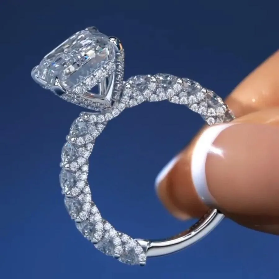 New Luxury Princess Cut Silver Color AAA  CZ Diamonds Designer Engagement Rings