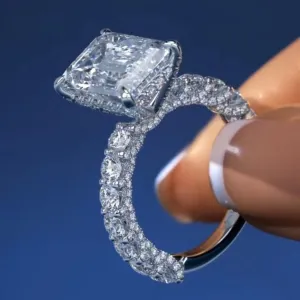 New Luxury Princess Cut Silver Color AAA  CZ Diamonds Designer Engagement Rings