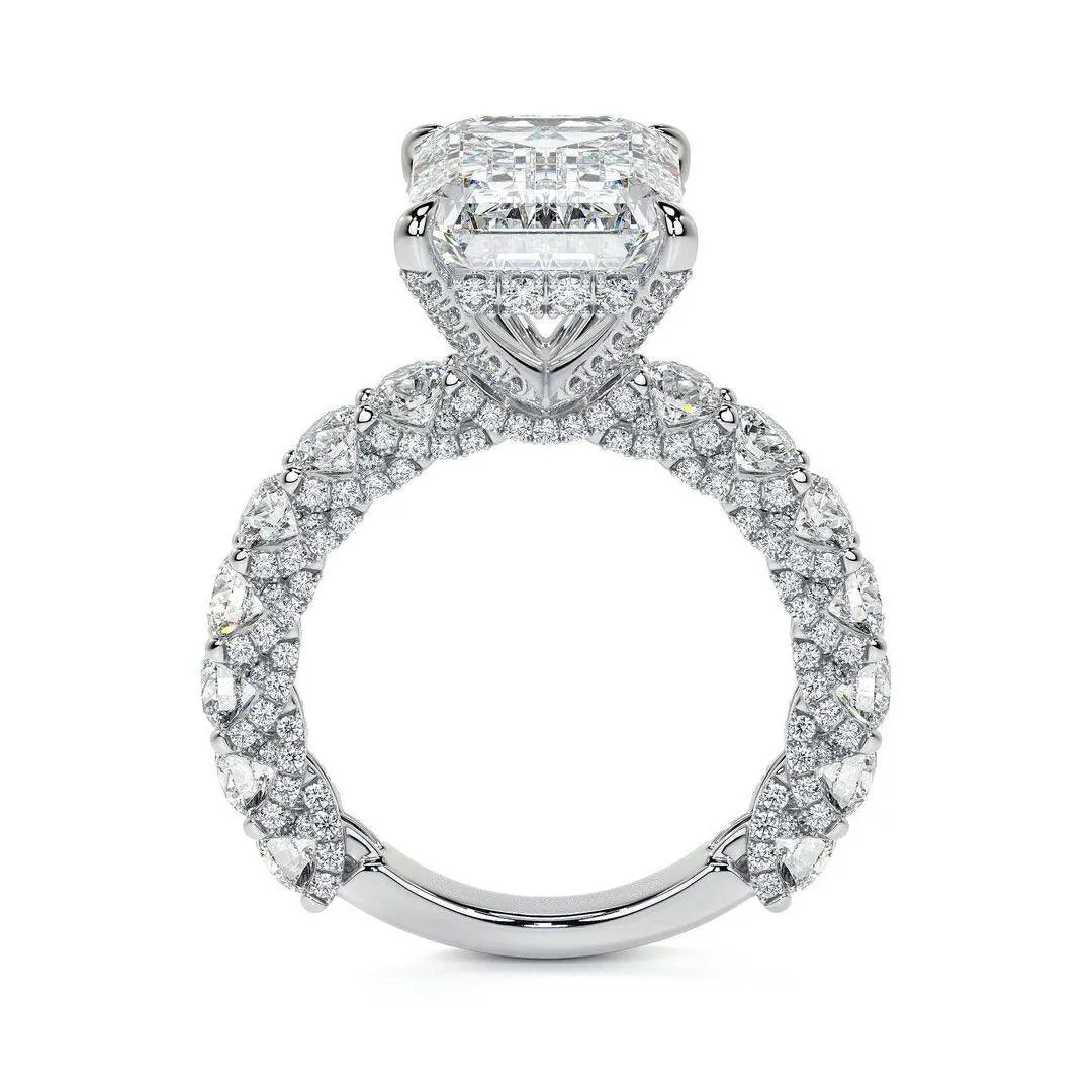 New Luxury Princess Cut Silver Color AAA  CZ Diamonds Designer Engagement Rings