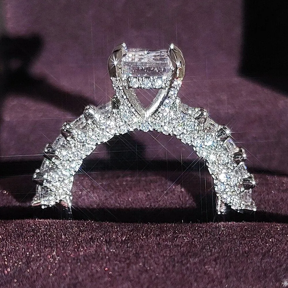 New Luxury Princess Cut Silver Color AAA  CZ Diamonds Designer Engagement Rings
