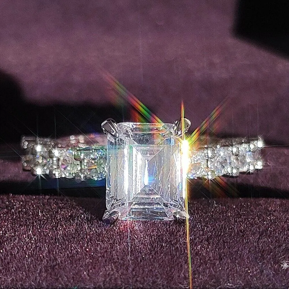New Luxury Princess Cut Silver Color AAA  CZ Diamonds Designer Engagement Rings