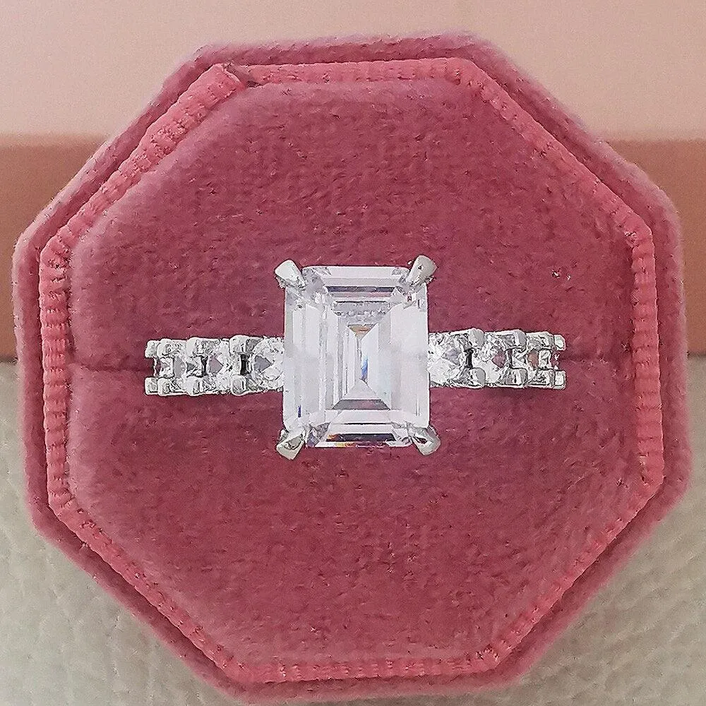 New Luxury Princess Cut Silver Color AAA  CZ Diamonds Designer Engagement Rings