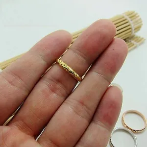 New Style Real Au750 18K Yellow Gold Band Women's Lucky Carved Ring Size US 8