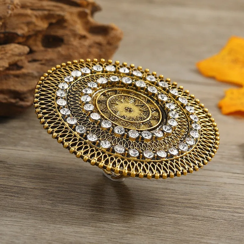 NEW VINTAGE RINGS  - Beautiful Big Round Women Midi Finger Boho Funky Crystal Statement Ring