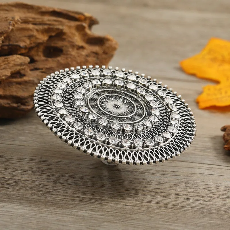NEW VINTAGE RINGS  - Beautiful Big Round Women Midi Finger Boho Funky Crystal Statement Ring