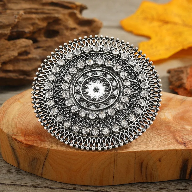 NEW VINTAGE RINGS  - Beautiful Big Round Women Midi Finger Boho Funky Crystal Statement Ring