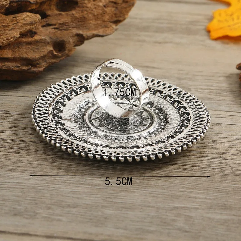 NEW VINTAGE RINGS  - Beautiful Big Round Women Midi Finger Boho Funky Crystal Statement Ring