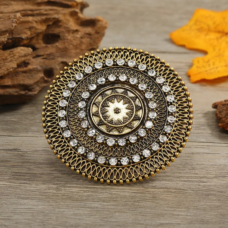 NEW VINTAGE RINGS  - Beautiful Big Round Women Midi Finger Boho Funky Crystal Statement Ring
