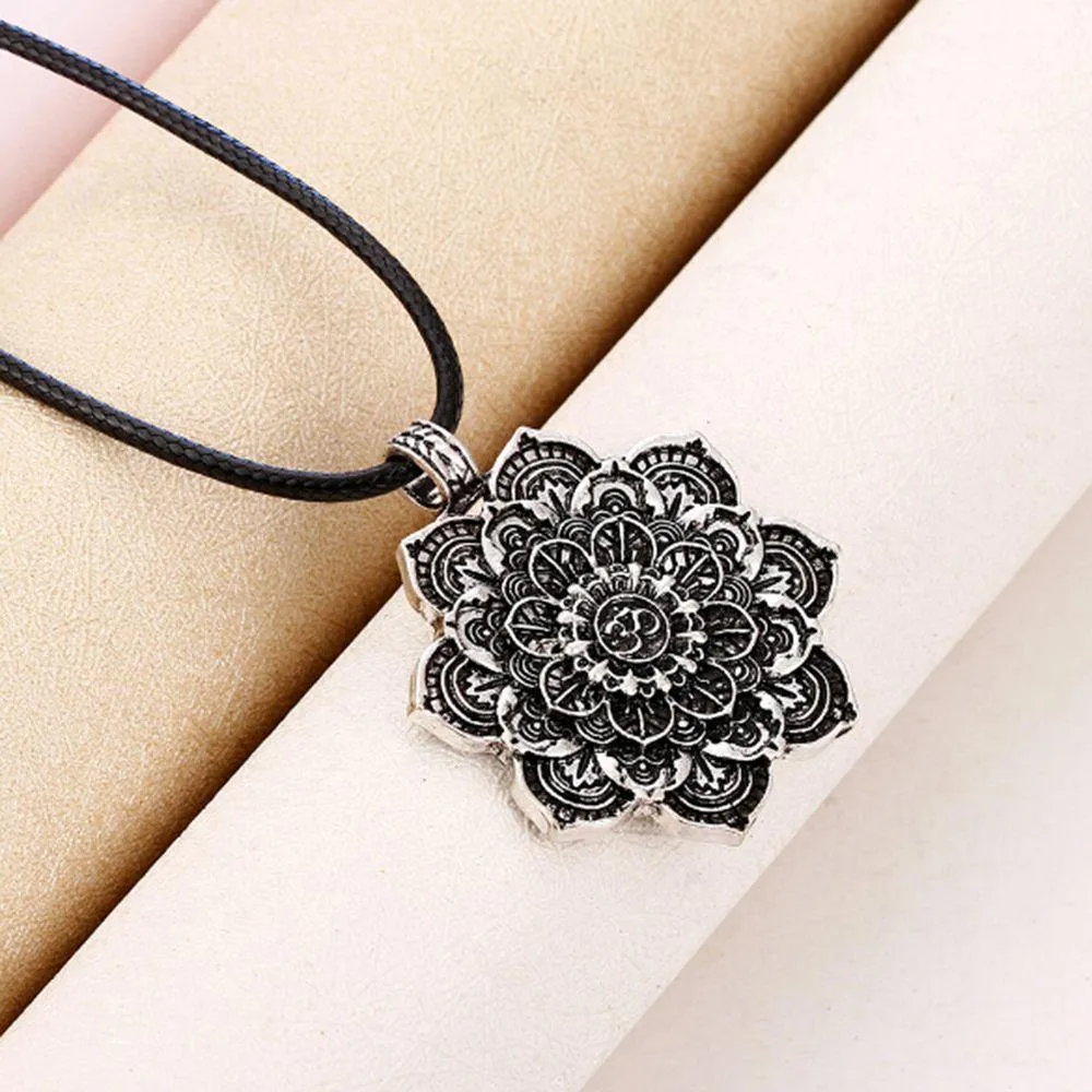 Om Lotus Flower Mandala Necklace