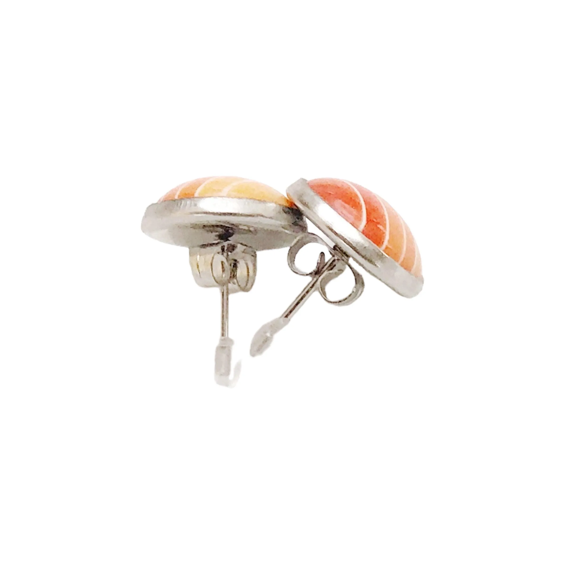 Orange Gradient Striped Silver Unisex Earrings - Stylish & Unique Accessories
