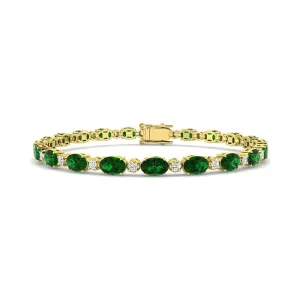 Oval Emerald & Diamond Tennis Bracelet