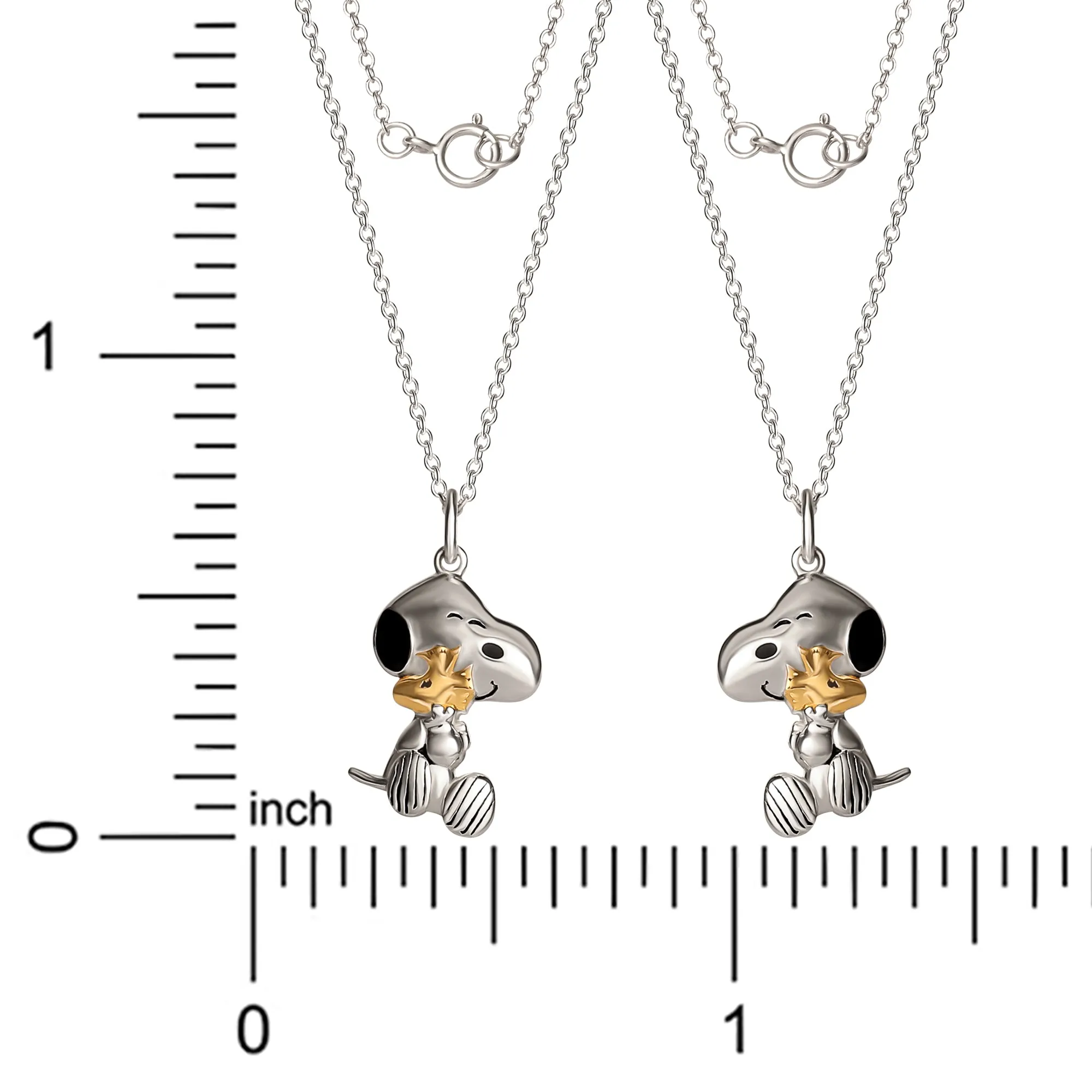Peanuts Snoopy Friends Forever Sterling Silver Necklace Set