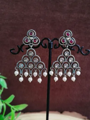 Pearl Oxidized Dangler Earrings | Sarichka