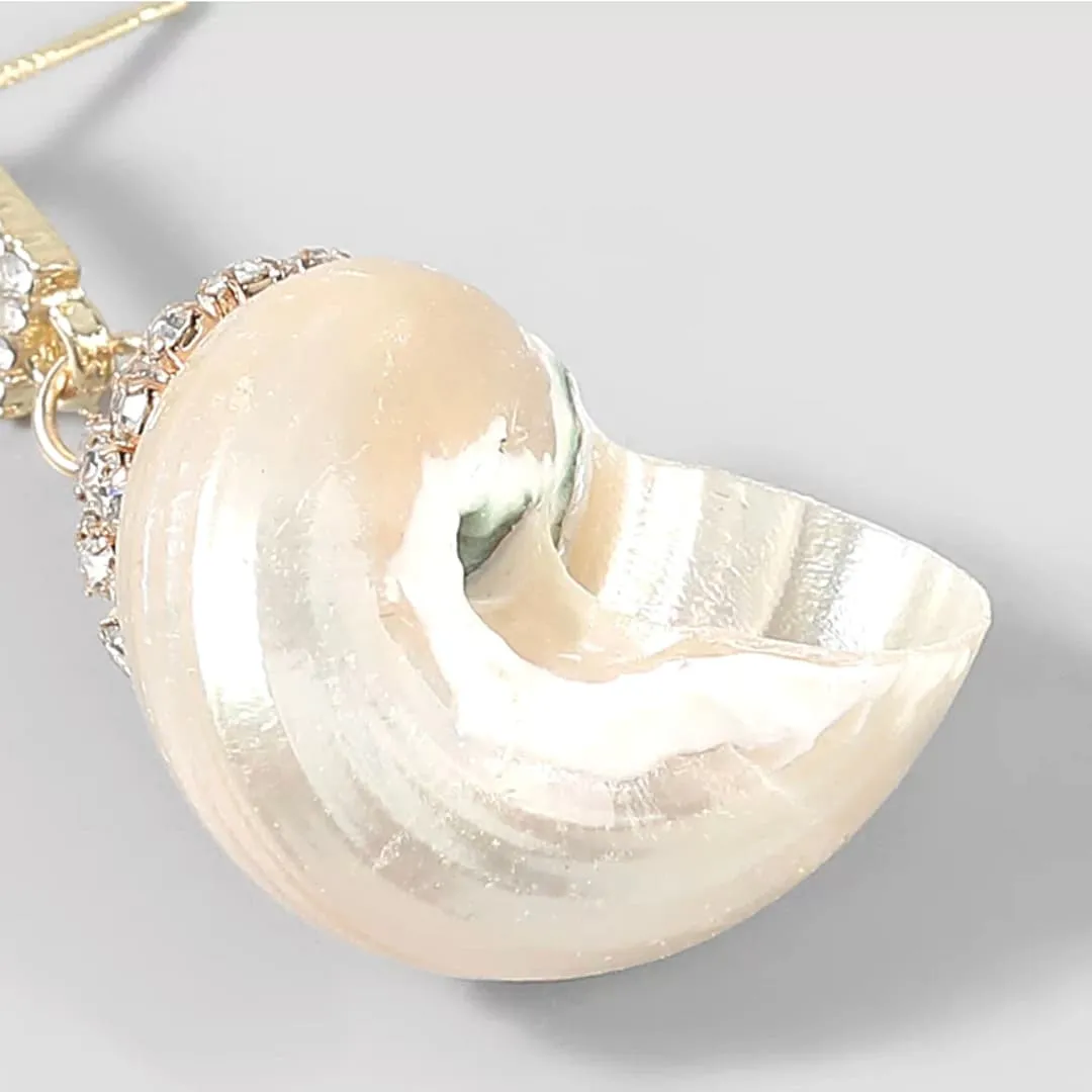 Pearled Dangling CZ Sea Shell Earrings 