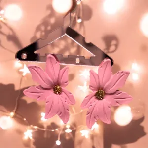 Pink - Colourful flower earrings | unique white petals earrings | cute stud earrings | spring floral earrings | bridal party wedding earrings