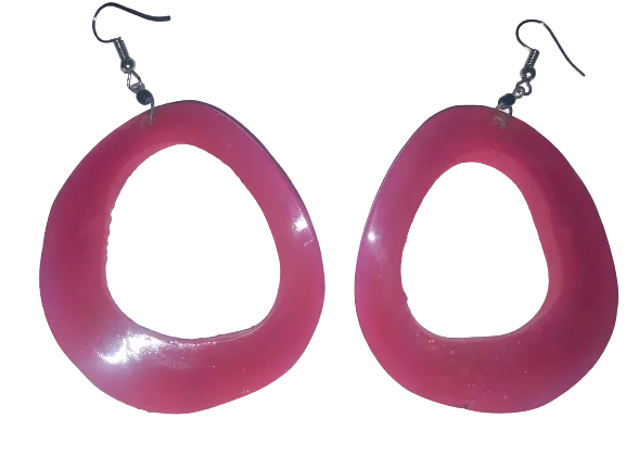Pink hollow handmade bone dangle hook earrings