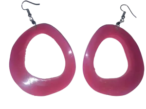 Pink hollow handmade bone dangle hook earrings