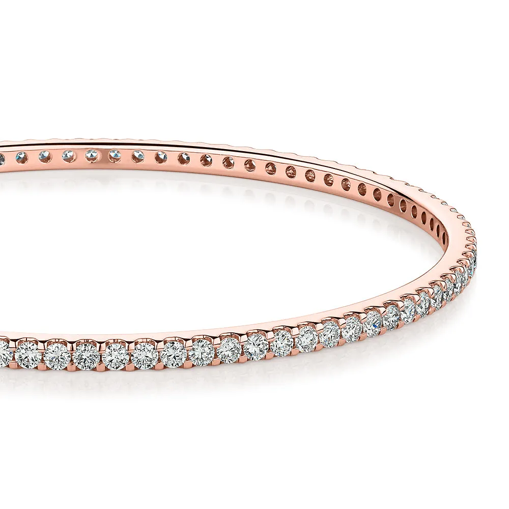 Premium Lab-Grown Diamond, 4 carat TW round brilliant bangle in 10 carat rose gold
