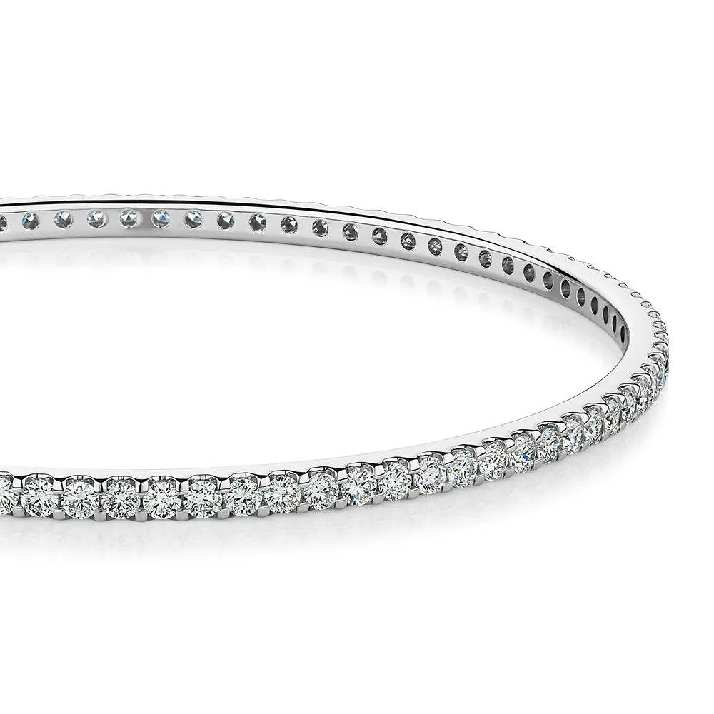 Premium Lab-Grown Diamond, 4 carat TW round brilliant bangle in 14 carat white gold
