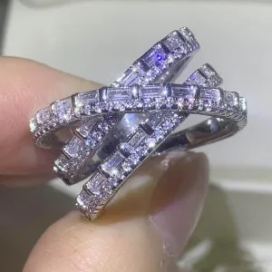 QUALITY RINGS New Arrival Luxury Multi-layered Crossover AAA  CZ Diamonds Fashion Rings