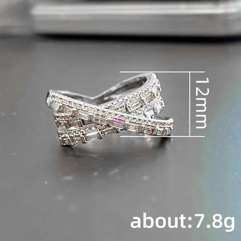 QUALITY RINGS New Arrival Luxury Multi-layered Crossover AAA  CZ Diamonds Fashion Rings