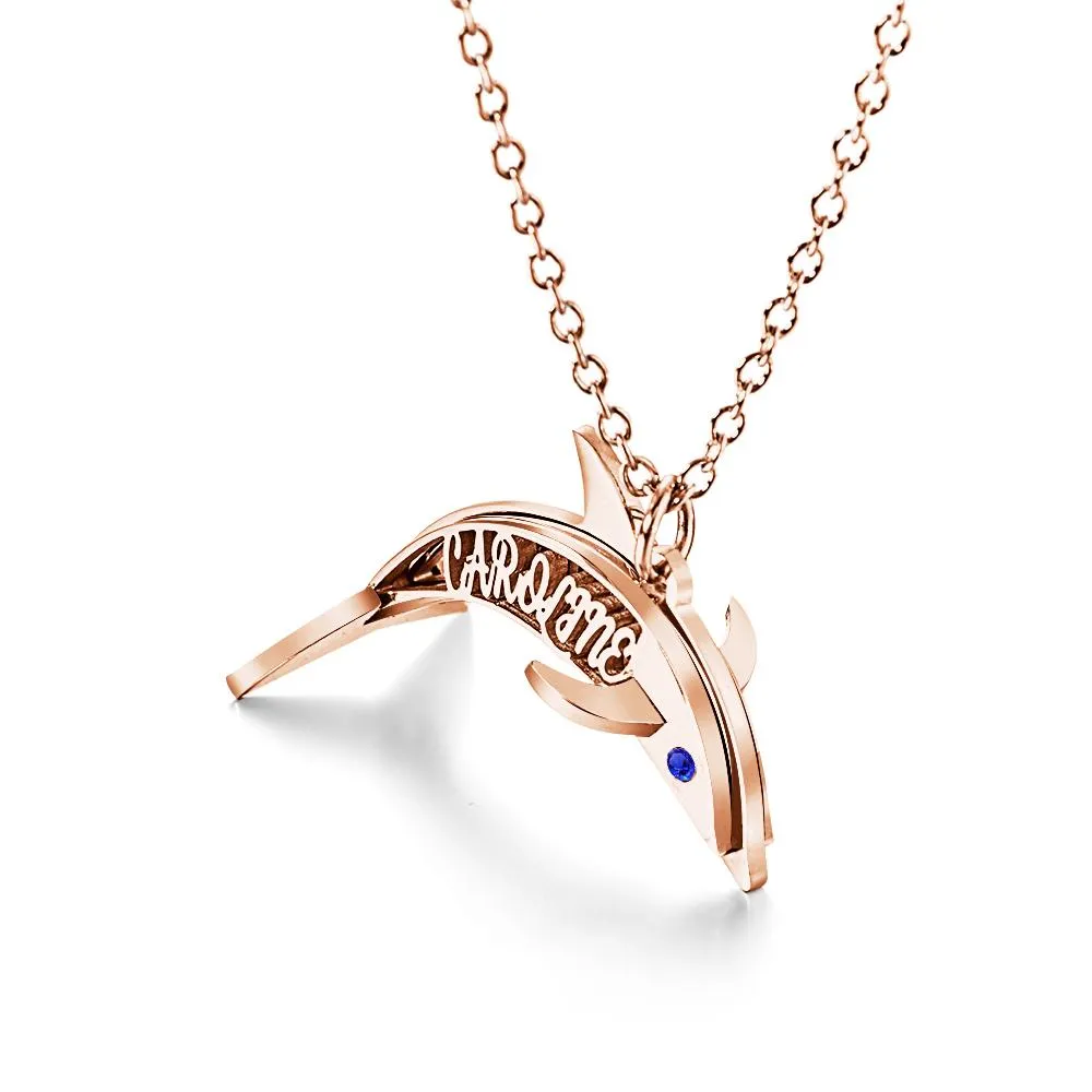 "Eye of the Dolphin" Personalized Birthstone Necklace Personalized Name Necklace for Valentine's Day