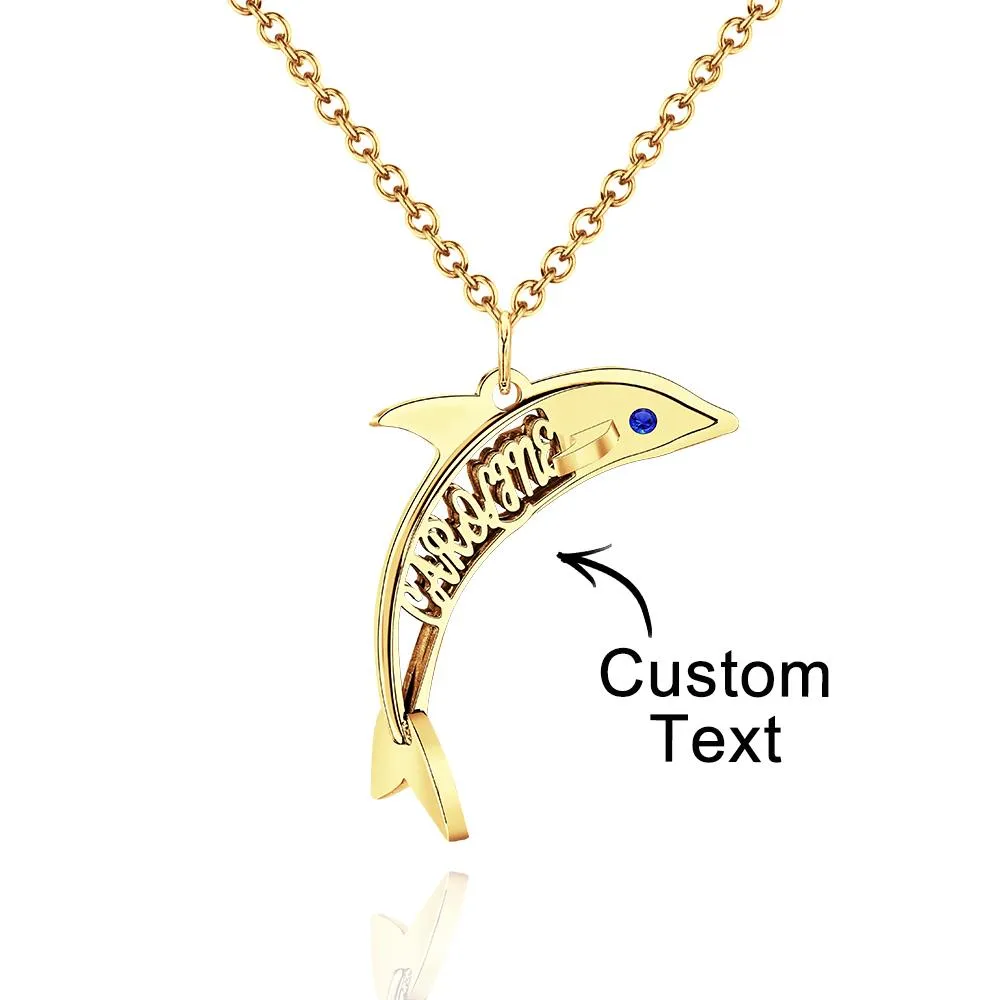 "Eye of the Dolphin" Personalized Birthstone Necklace Personalized Name Necklace for Valentine's Day