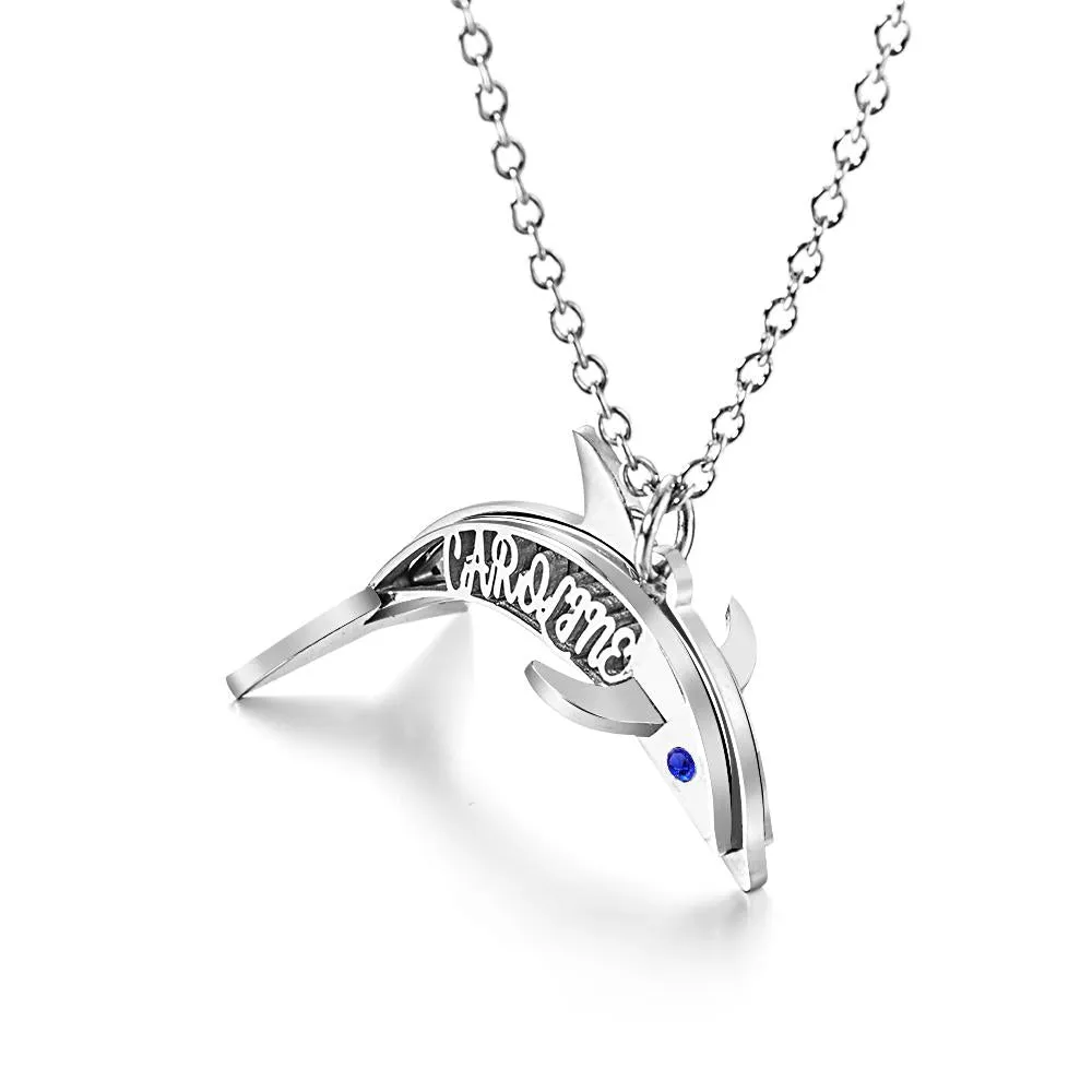 "Eye of the Dolphin" Personalized Birthstone Necklace Personalized Name Necklace for Valentine's Day