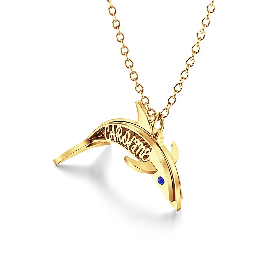 "Eye of the Dolphin" Personalized Birthstone Necklace Personalized Name Necklace for Valentine's Day