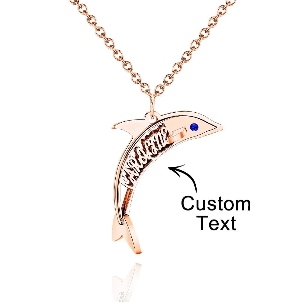 "Eye of the Dolphin" Personalized Birthstone Necklace Personalized Name Necklace for Valentine's Day