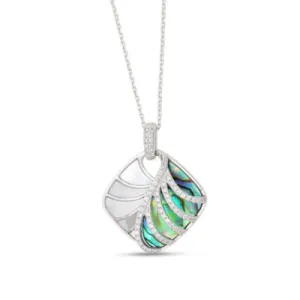 "Venus Cushion" Mother of Pearl & Abalone Diamond Pendant