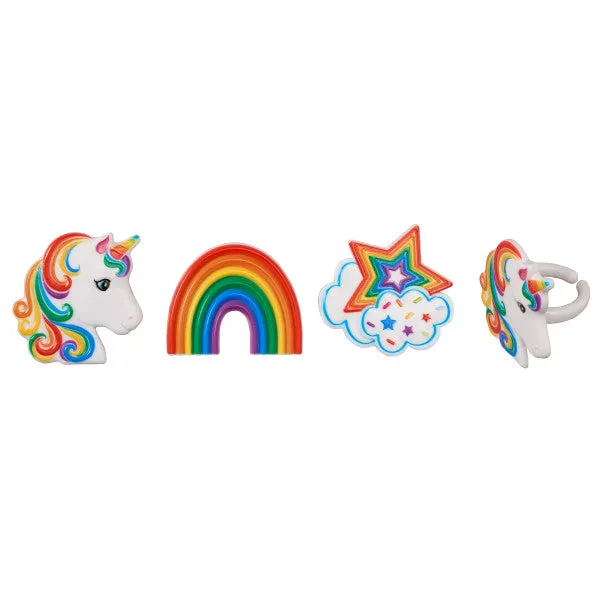 Rainbow Unicorn Assortment Cupcake Rings