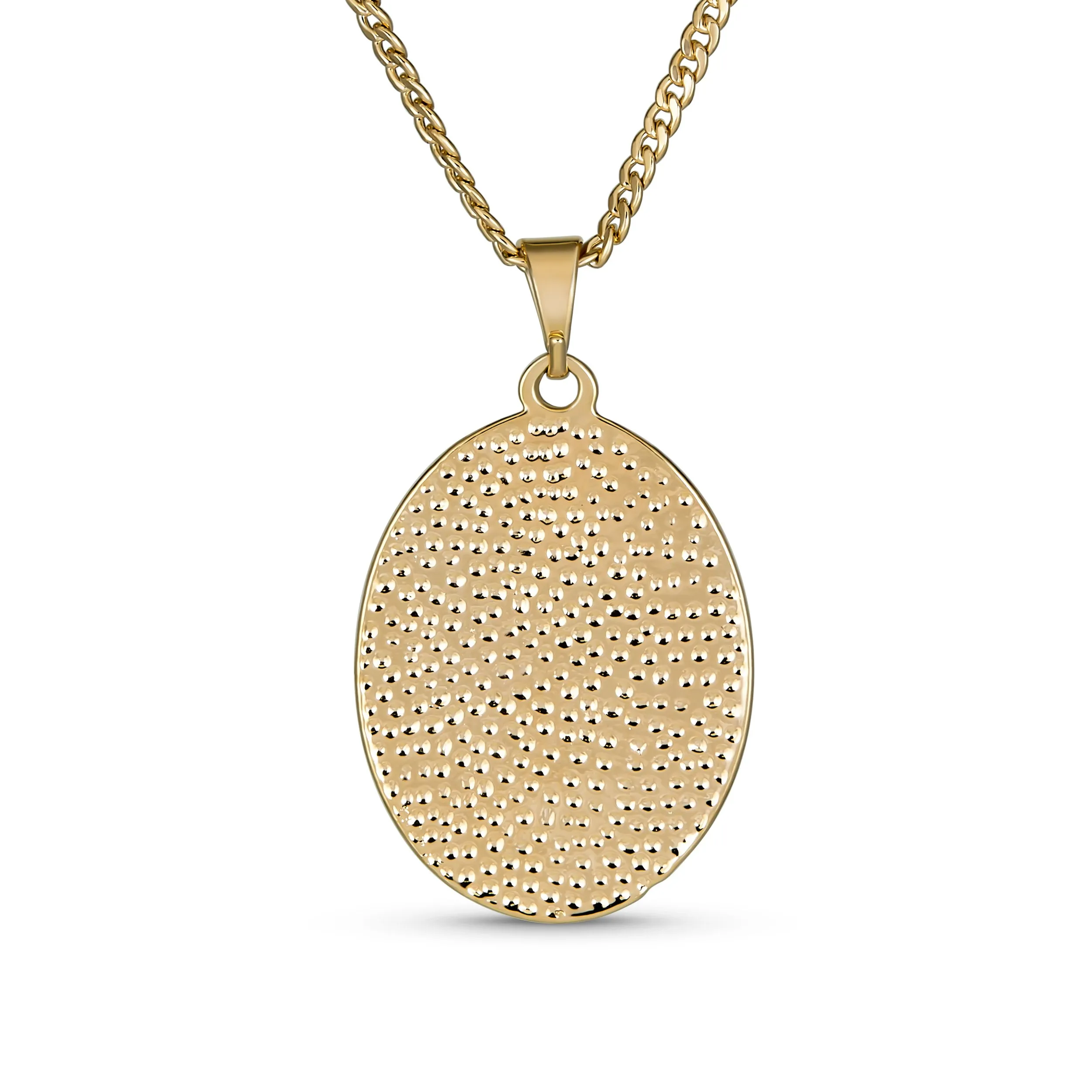 Religious Virgin Mary Oval Medal Pendant Necklace in Gold Plated Finish