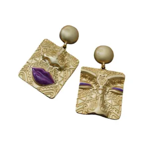 Retro and Unique Face Portrait Earrings