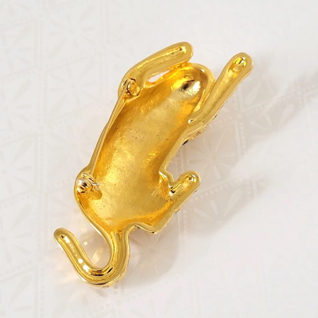 Rhinestone and Enamel Tiger Brooch