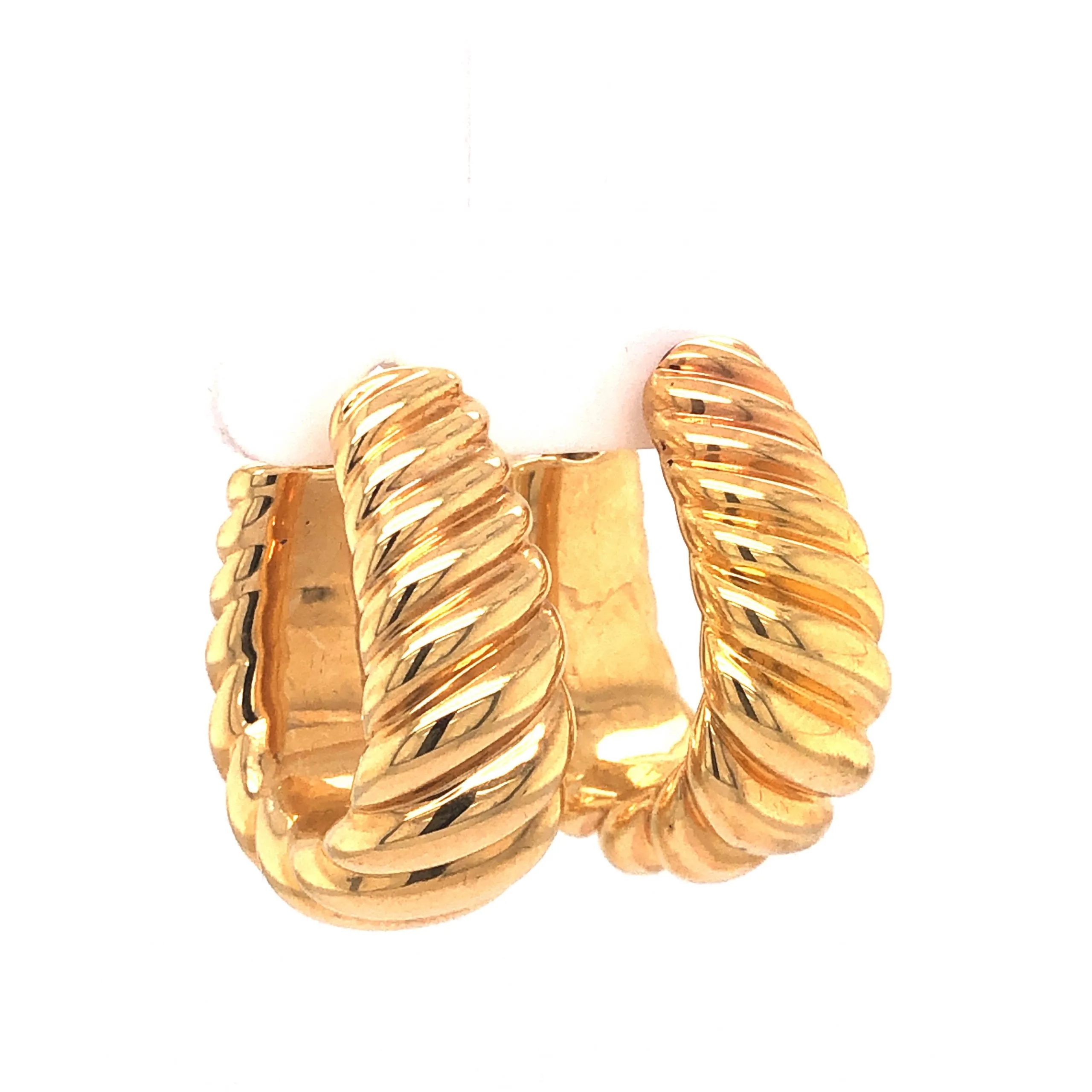 Rope Textured Hoop Earrings in 14k Yellow Gold