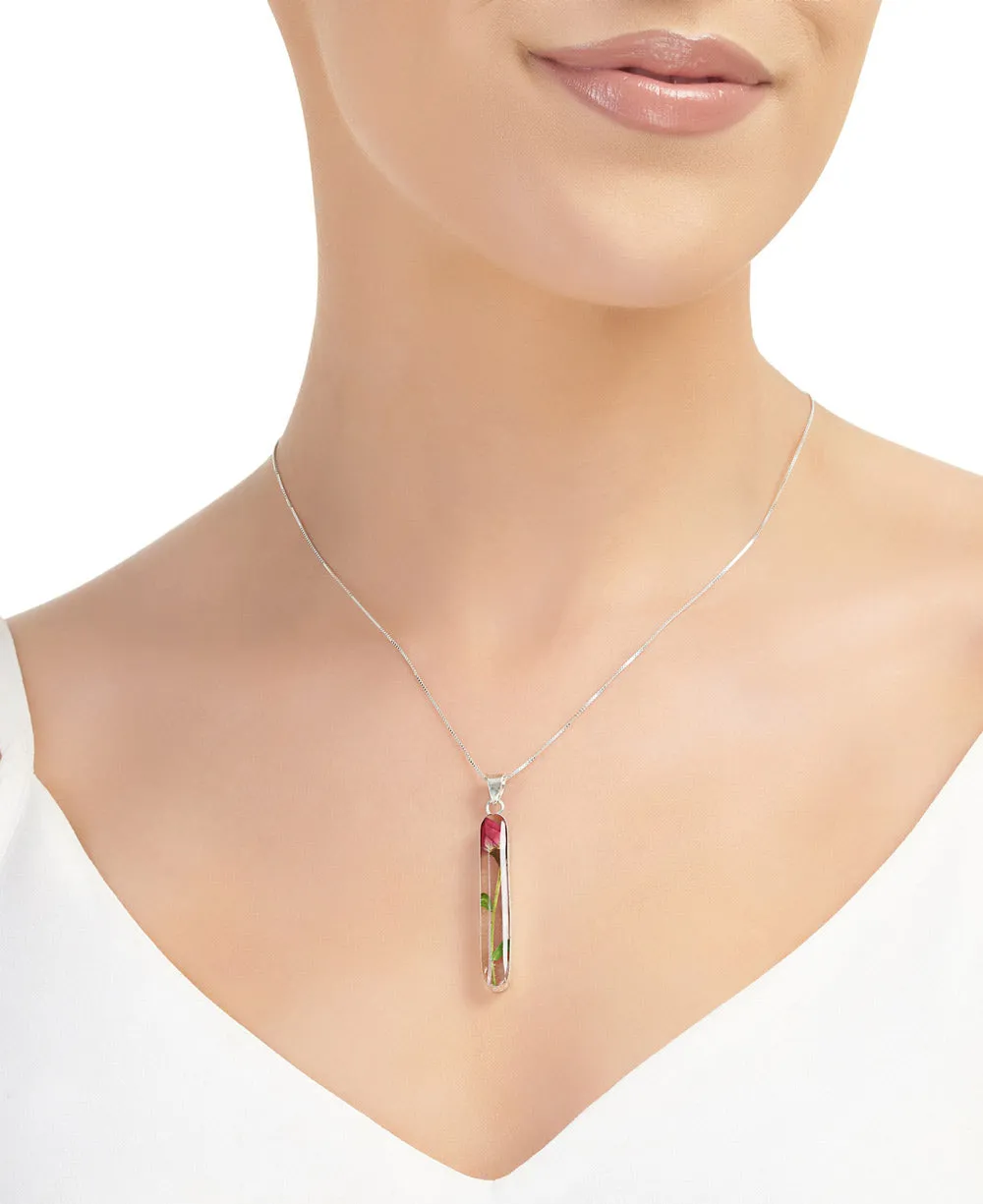 Rose Stem Sterling Silver Necklace