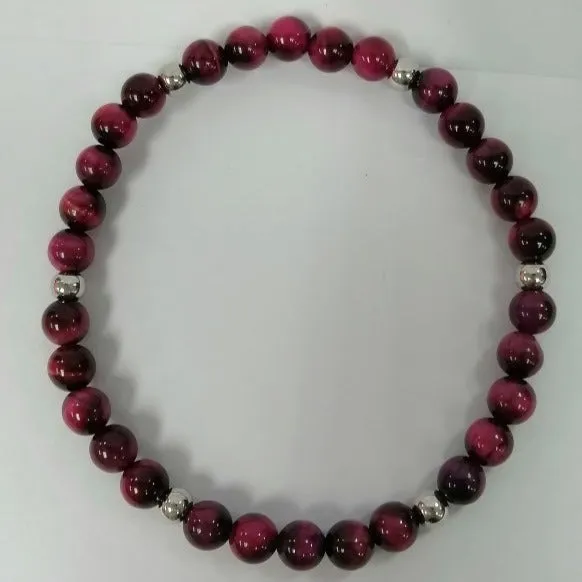 Round Beads Natural Maroon Tiger's Eye Stone Bracelet | Natural Gemstone Bracelet | Fancy Bracelet for women's